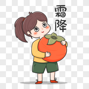 霜降可爱小女孩摘柿子图片