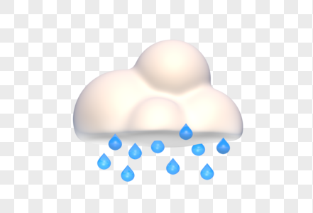 C4D下雨天气图标模型图片