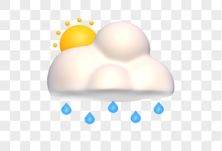 C4D晴间有雨天气图标模型高清图片