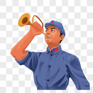 吹号的军人图片素材