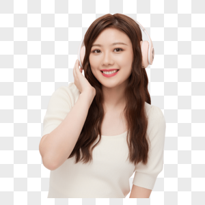 韩系活力女性听音乐图片