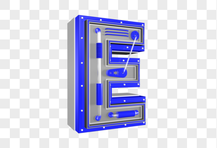 创意C4D机械风立体字母E高清图片