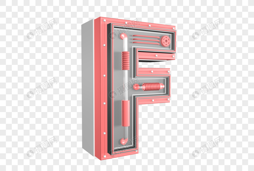 创意c4d机械风立体字母f