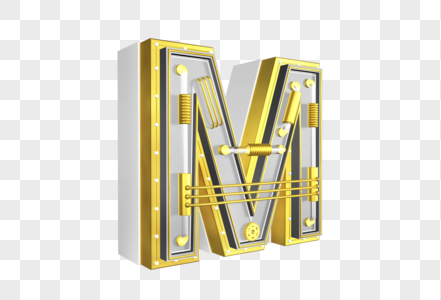 创意c4d机械风立体字母m图片素材