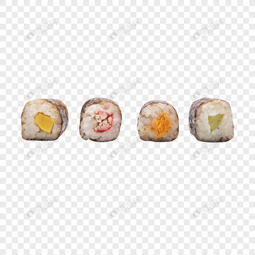 不同口味的日式寿司卷图片