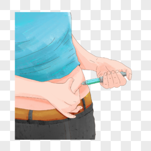 手绘水彩世界糖尿病日肚皮注射胰岛素元素高清图片