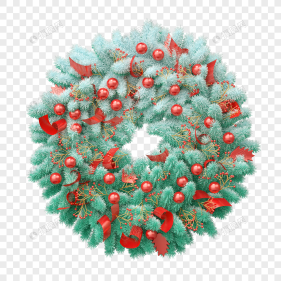 圣诞节花环彩球装饰模型免扣素材图片