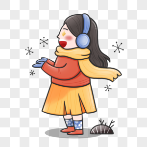 出门玩雪的小女孩图片