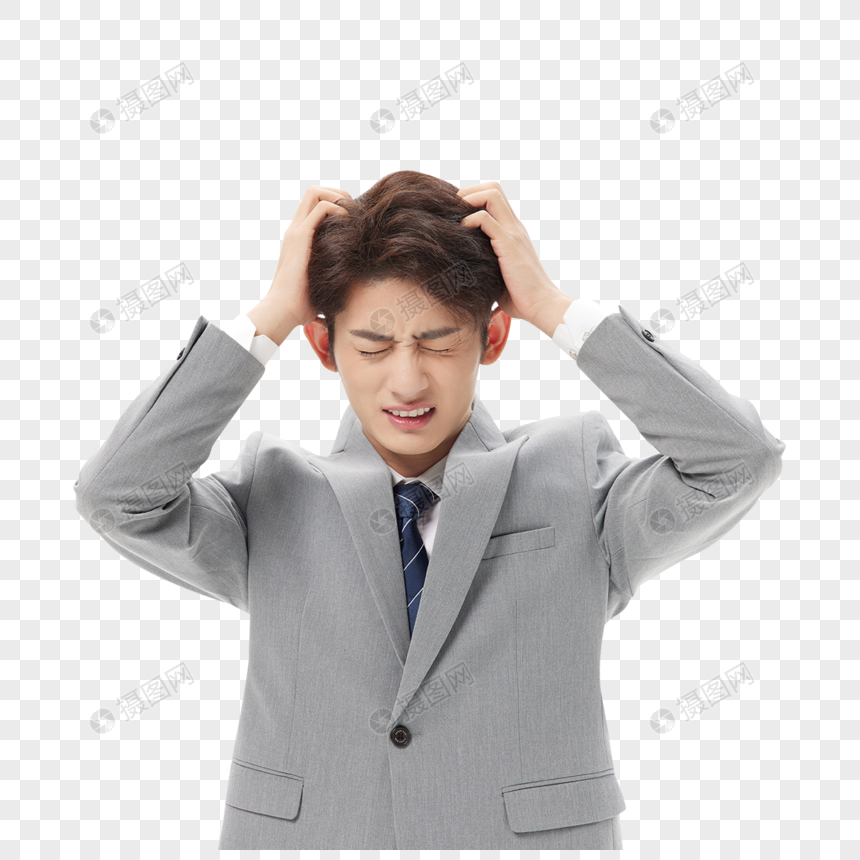 失业商务男性挠头烦恼
