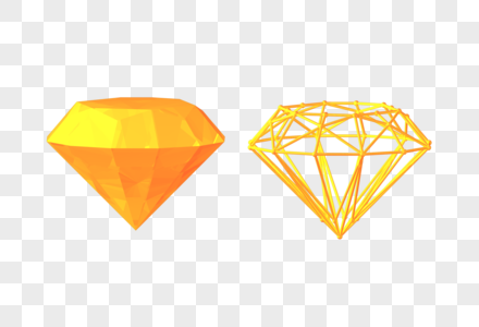 C4D黄色钻石晶体模型图片