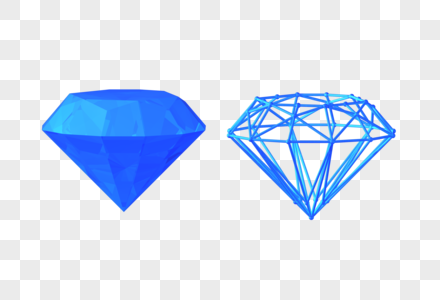 C4D蓝色钻石晶体模型图片