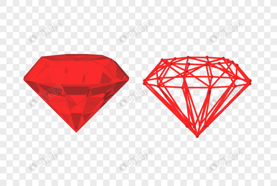 C4D红色钻石晶体模型图片