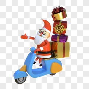 骑摩托车送礼物的圣诞老人图片