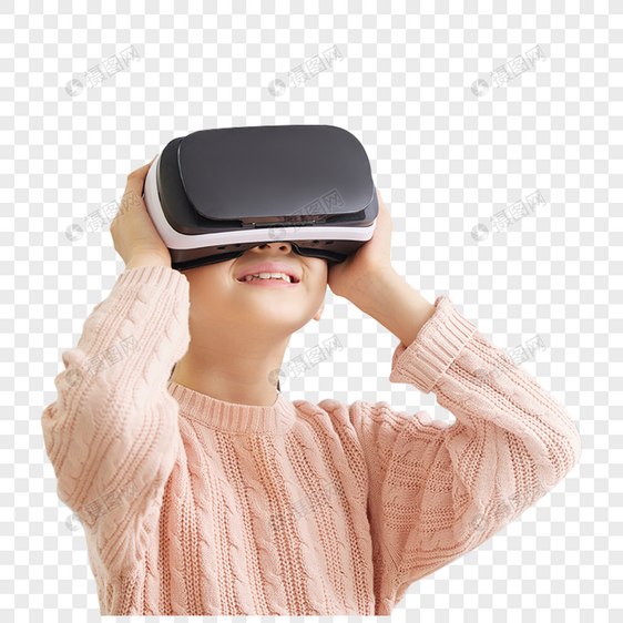 小女孩兴趣班上体验vr眼镜图片