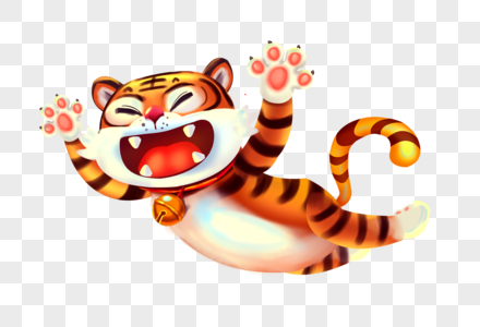 动物 新年扑上来的老虎素材
