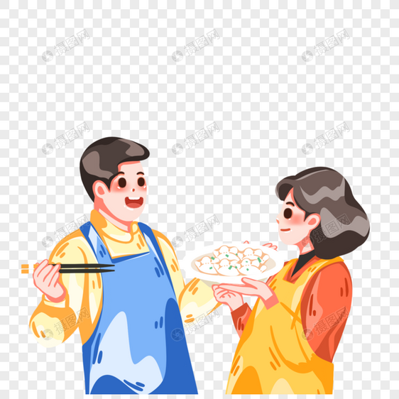 吃饺子的情侣图片