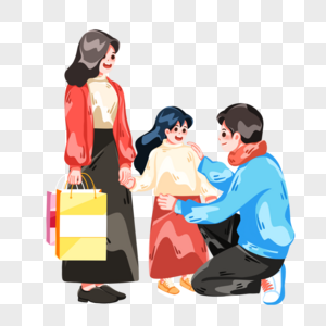 春节购物的一家人图片