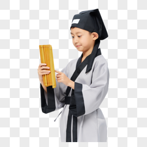 国学儿童传统服饰读书形象图片