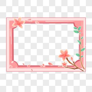 立春节气桃花花朵枝条花瓣粉色装饰边框图片
