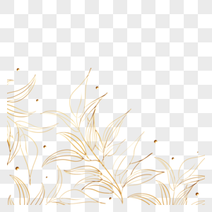 金色花草植物花卉线稿边框高清图片