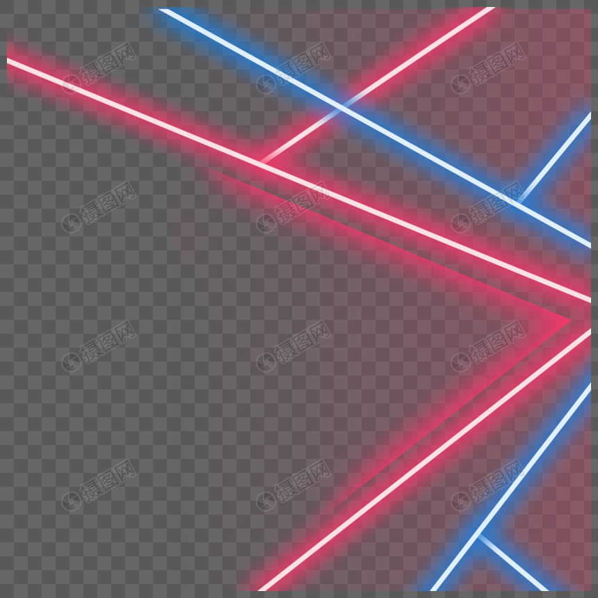 红蓝激光线条霓虹光效边框图片