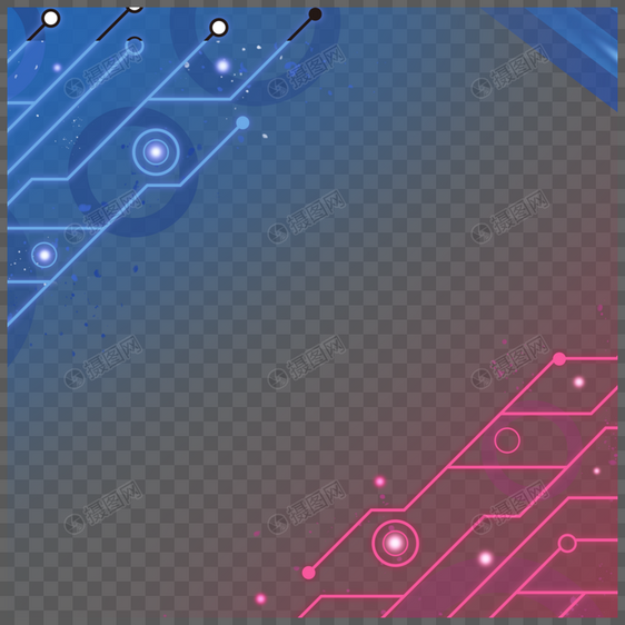 红色和蓝色渐变未来感科技商务边框图片