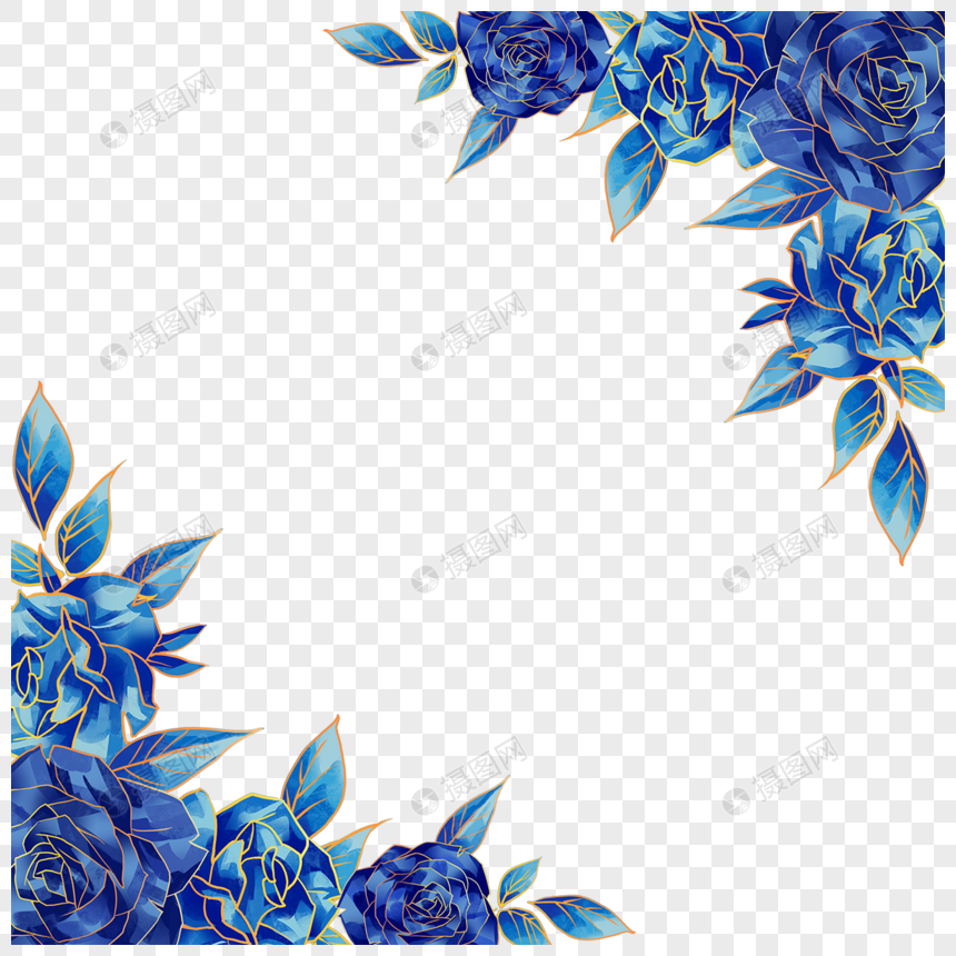 蓝色玫瑰花蓝金植物花卉花朵叶子图片