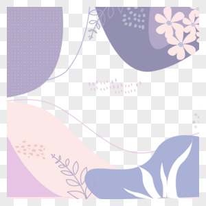淡紫色树叶花朵孟菲斯几何边框图片