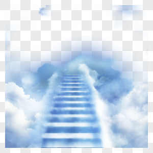 云朵组成的阶梯连接光效天堂图片