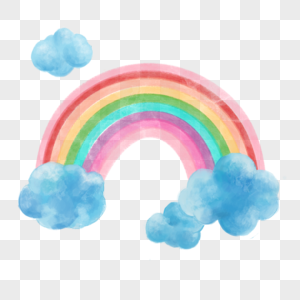云朵渐变水彩晕染彩虹图片