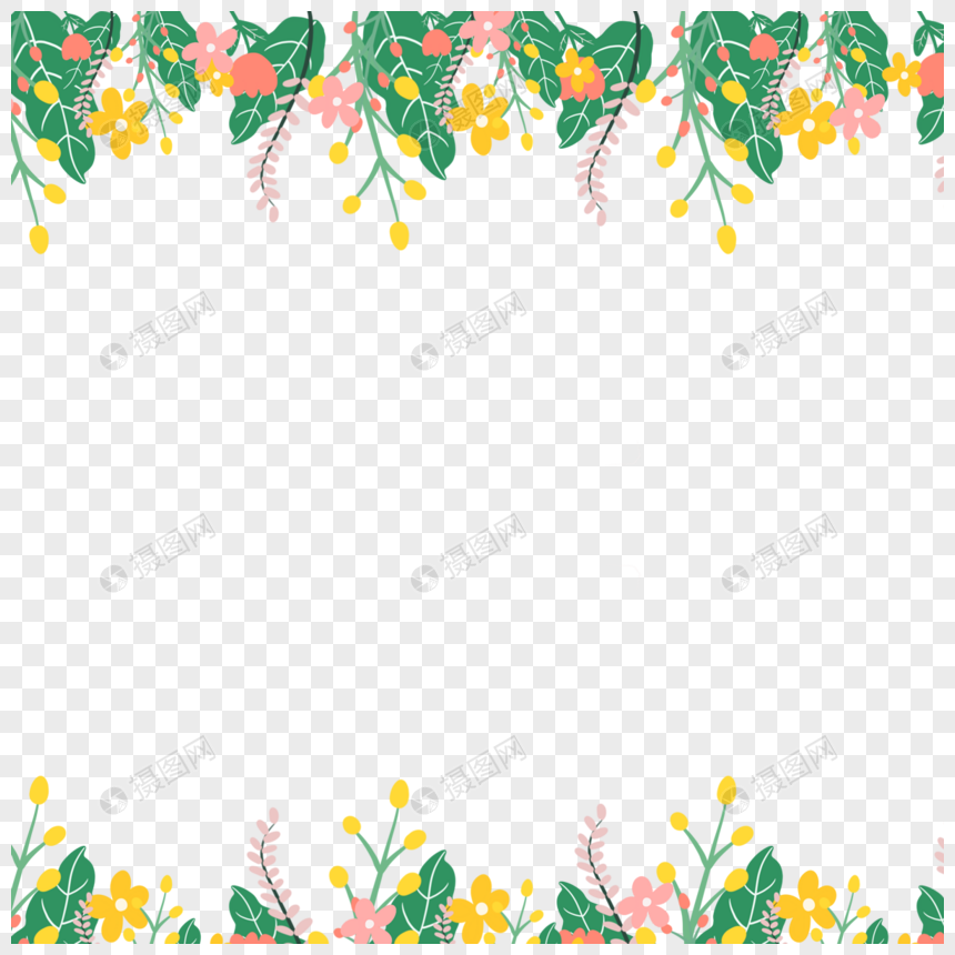 淡雅黄色春季花卉边框图片