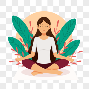 冥想瑜伽静坐运动插画图片