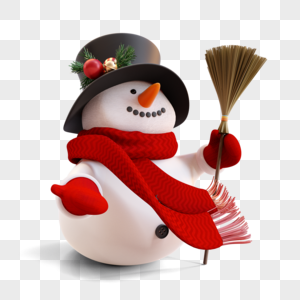 圣诞节雪人立体扫帚高清图片