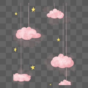 粉色水彩云朵和星星挂件婴儿可爱用品图片