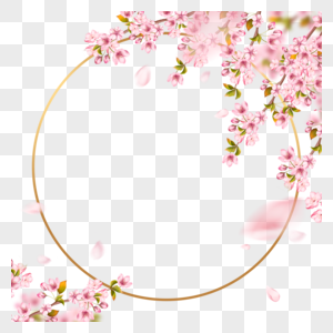春天粉色樱花花卉枝条边框图片