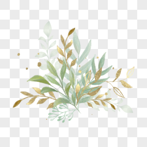 金箔绿色叶子植物装饰图片
