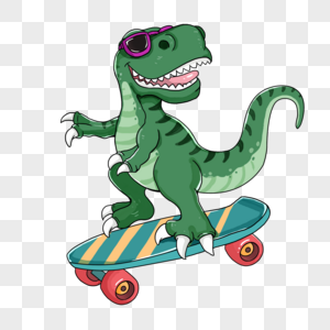 带太阳镜恐龙滑板滑冰图片