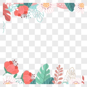 手绘春季花卉边框背景图片