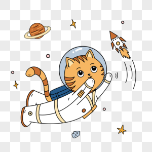 追逐火箭的橘猫动物宇宙宇航员图片