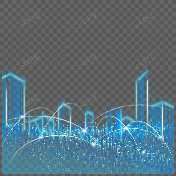 蓝色建筑5g光效科技图片
