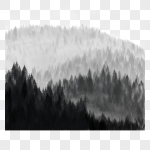 水彩山山峰森林图片