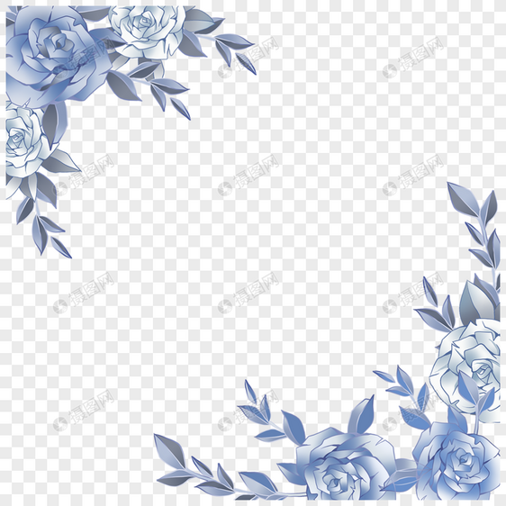 蓝色花朵玫瑰花蓝金花卉植物图片