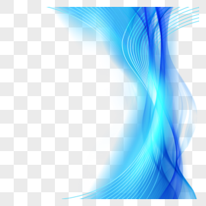竖版线条波浪叠加蓝色光效边框图片