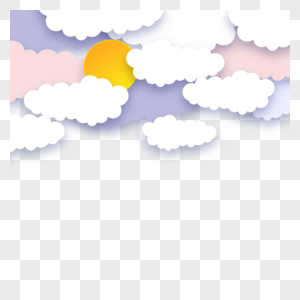 剪纸天空风景背景与白色云彩图片