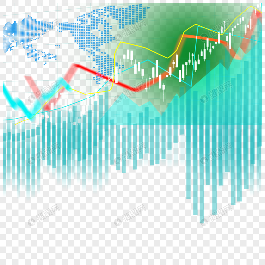 蓝绿色背景股市k线图图片