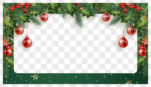 圣诞节圣诞圆球松枝绿色边框图片