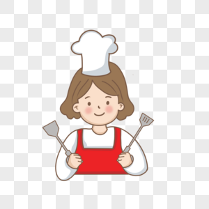 可爱带厨师帽的女孩高清图片