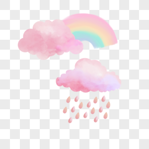 粉色水彩云朵彩虹云朵图片
