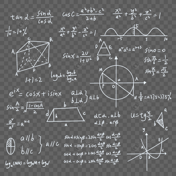 平铺黑板排列数学公式图片