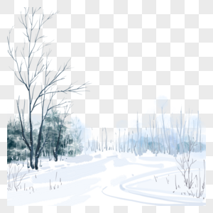 野外冬季雪地圣诞水墨风景图片